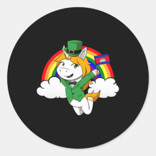Cambodia Proud Cambodian Flag St. Patricks Day Uni Classic Round Sticker
