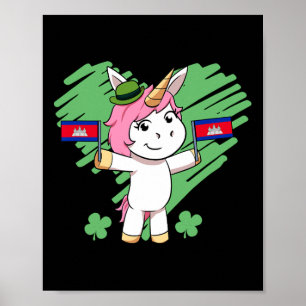 Cambodia Proud Cambodian Flag St. Patricks Day Uni Poster