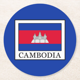 Cambodia Round Paper Coaster