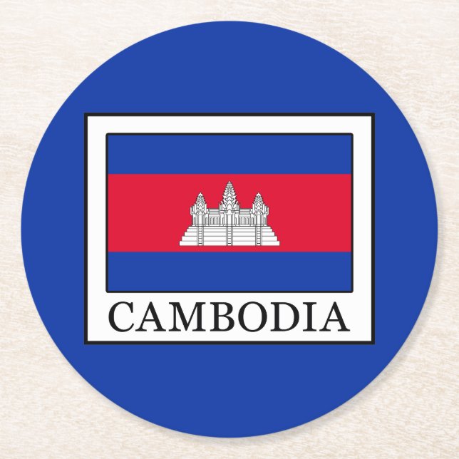Cambodia Round Paper Coaster (Front)