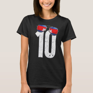 Cambodia Soccer Player Number 10 Cambodian Flag T-Shirt