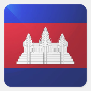 Cambodia square glossy flag sticker