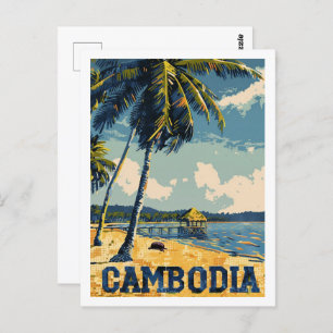Cambodia Vintage Famous Travel Place Postcard