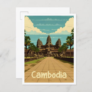 Cambodia Vintage Travel Postcard