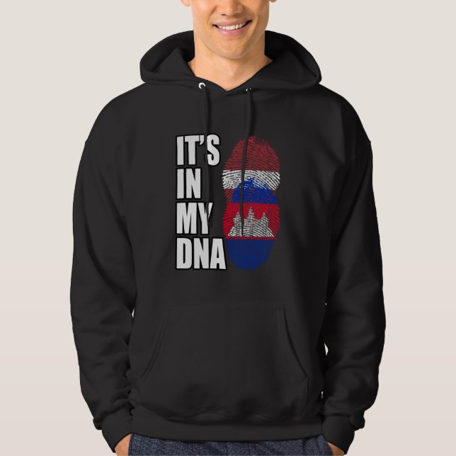 Cambodian And Latvian Mix DNA Heritage Flag Hoodie (Front)