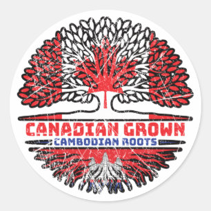 Cambodian Cambodia Canadian Canada Tree Roots Flag Classic Round Sticker