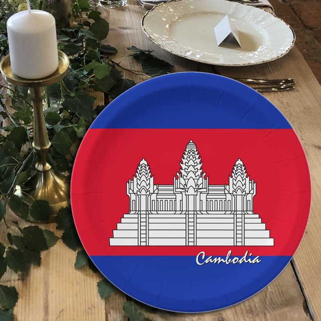 Cambodian Flag plates, party, sports, Cambodia Paper Plate (Creator Uploaded)