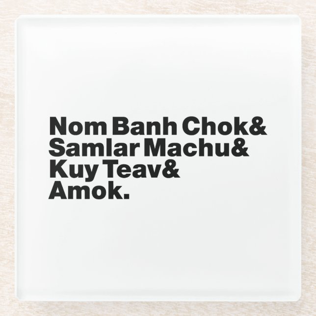 Cambodian / Khmer Street Food Glass Coaster (Front)