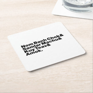 Cambodian / Khmer Street Food Square Paper Coaster