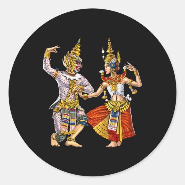 Cambodian Khmer Traditional Dance Apsara Cambodia  Classic Round Sticker (Front)