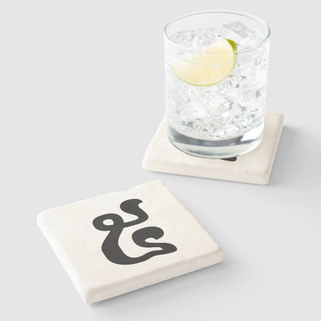 Cambodian Number 5 / Five / ៥ (Pram) Khmer Script Stone Coaster (Side)