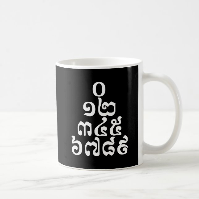 Cambodian Numbers Pyramid - 0 12 345 6789 Khmer Coffee Mug (Right)