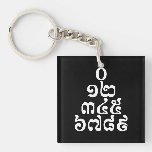 Cambodian Numbers Pyramid - 0 12 345 6789 Khmer Key Ring (Front)