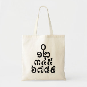 Cambodian Numbers Pyramid - 0 12 345 6789 Khmer Tote Bag