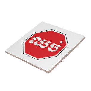 Cambodian Traffic STOP Sign ⚠ CHHOP in Khmer Ceramic Tile
