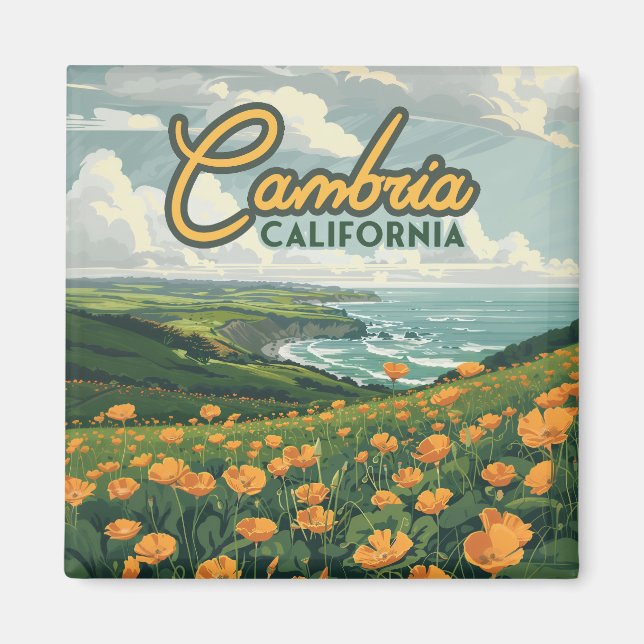 Cambria California Poppies Flowers Pacific Coast  Magnet (Front)