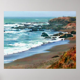 Cambria California Shoreline in the Fall Poster