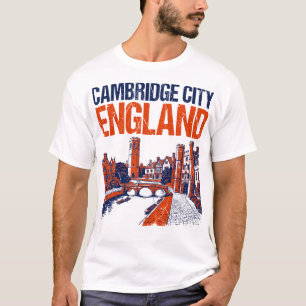 Cambridge England River Cam Skyline View T-Shirt