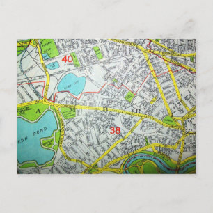 CAMBRIDGE, MA Vintage Map Postcard