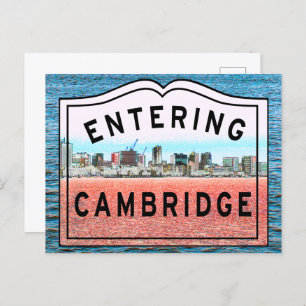 Cambridge Massachusetts Entering Sign Postcard