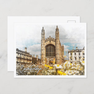 Cambridge United Kingdom Color Pencil Landscape Postcard