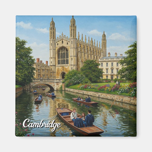 Cambridge University England Travel Punting Magnet (Front)