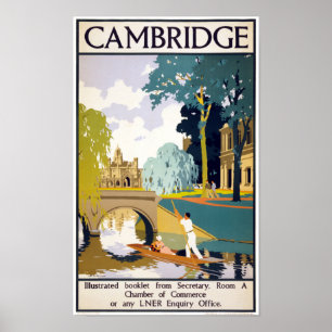 Cambridge Vintage Travel Poster Restored