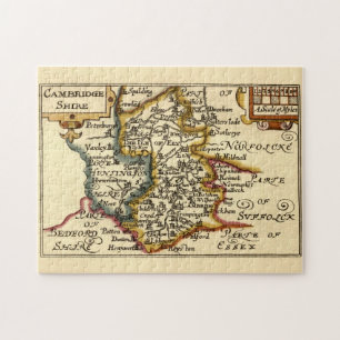 Cambridgeshire County England Old Antiquarian Map Jigsaw Puzzle