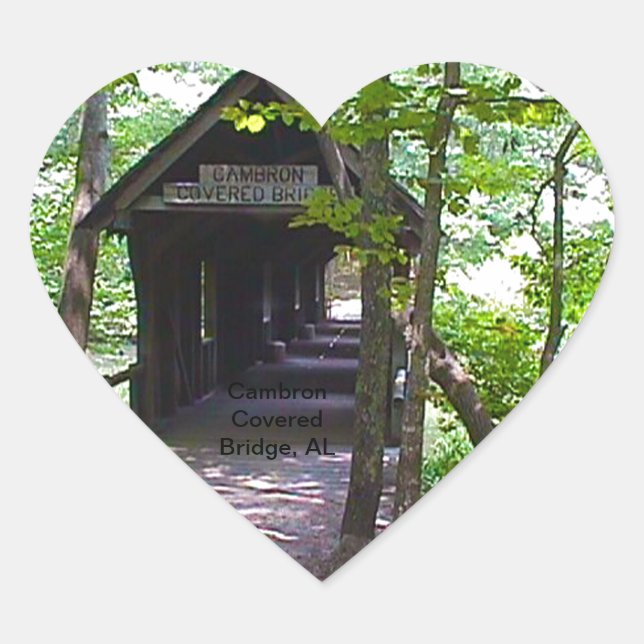 Cambron Covered Bridge, Madison County, Alabama Heart Sticker (Front)