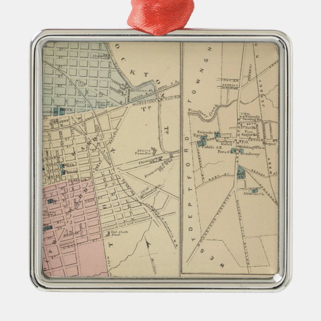 Camden, Atlantic City, Woodbury, Mt Holly Metal Tree Decoration (Front)