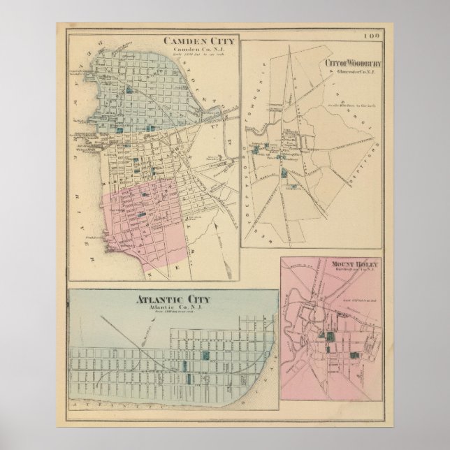 Camden, Atlantic City, Woodbury, Mt Holly Poster (Front)