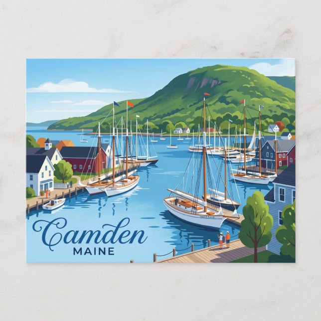 Camden Harbour USA Postcard (Front)