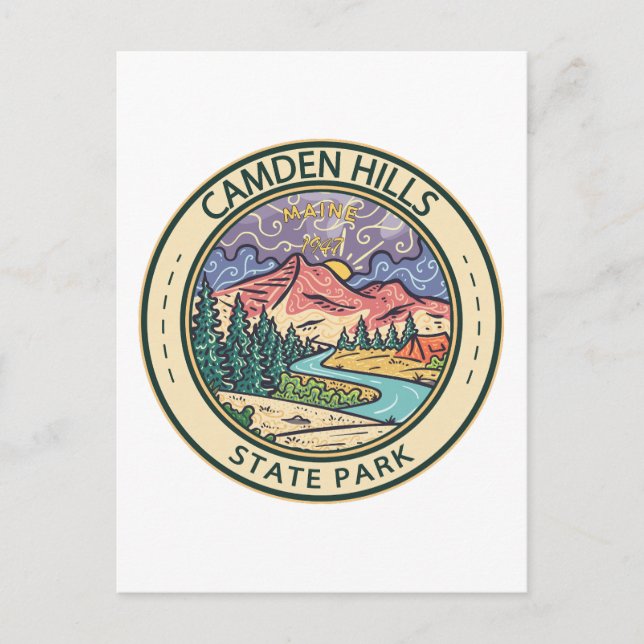Camden Hills State Park Maine Badge Postcard (Front)