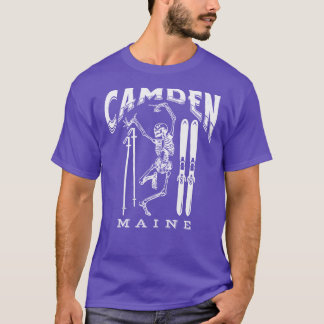 Camden Maine Ski Skeleton White T-Shirt