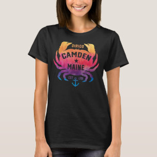 Camden Maine Souvenir Dirigo Crab Cute Rainbow Tie T-Shirt