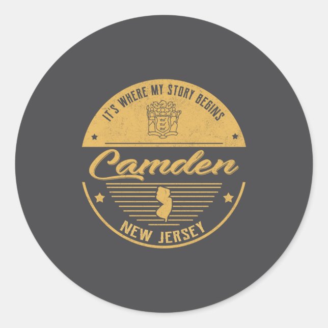 Camden New Jersey Its Where My Story Begins  Classic Round Sticker (Front)