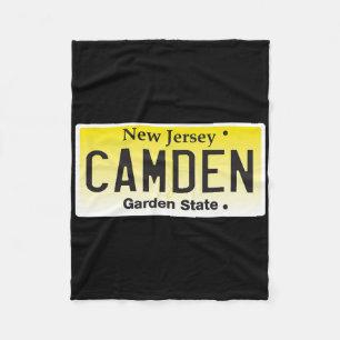Camden New Jersey Nj Hometown License Plate Graphi Fleece Blanket