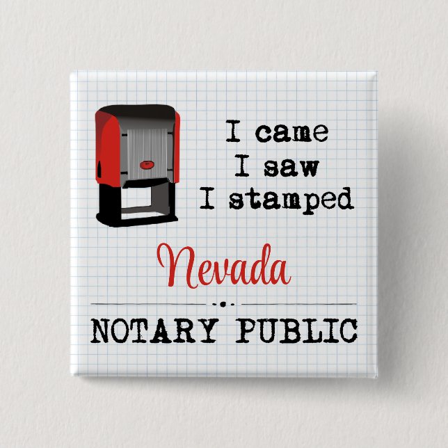 Came Saw Stamped Notary Public Nevada 15 Cm Square Badge (Front)