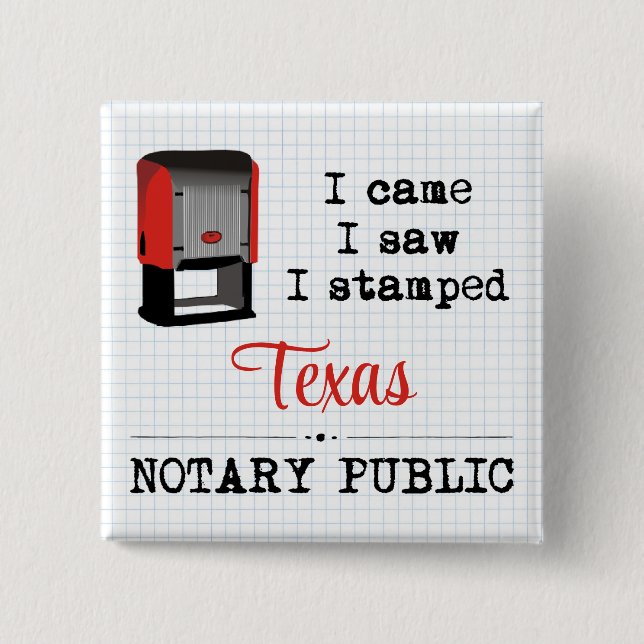 Came Saw Stamped Notary Public Texas 15 Cm Square Badge (Front)