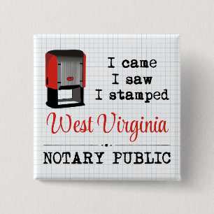 Came Saw Stamped Notary Public West Virginia 15 Cm Square Badge