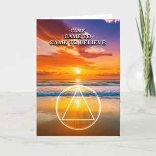 Came To Believe AA Slogan Beach at Sunrise Card