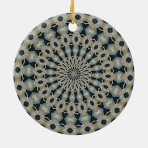Camel and Teal Kaleidoscope Ceramic Tree Decoration
