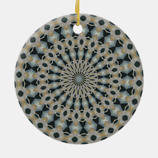 Camel and Teal Kaleidoscope Ceramic Tree Decoration (Back)
