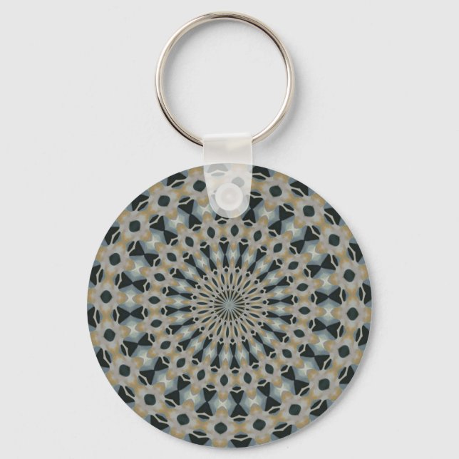 Camel and Teal Kaleidoscope Key Ring (Front)