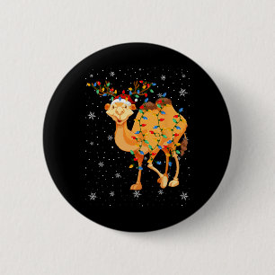 Camel Animal Santa Hat Ugly Christmas Tree Lights 6 Cm Round Badge