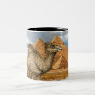 Camel at Giza Pyramids Two-Tone Coffee Mug
