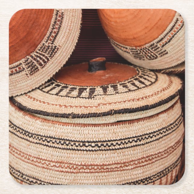 Camel Basket from Sultanate of Oman Square Paper Coaster (Front)