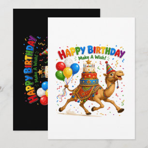 Camel Birthday Celebration Party Illustration Invitation