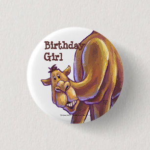 Camel Birthday Girl Button