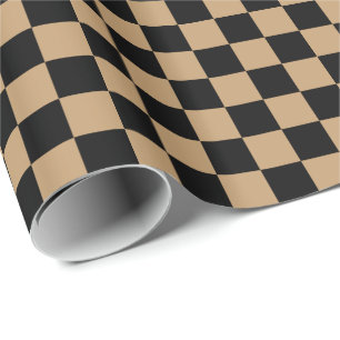 Camel Brown/Black Chequered Wrapping Paper